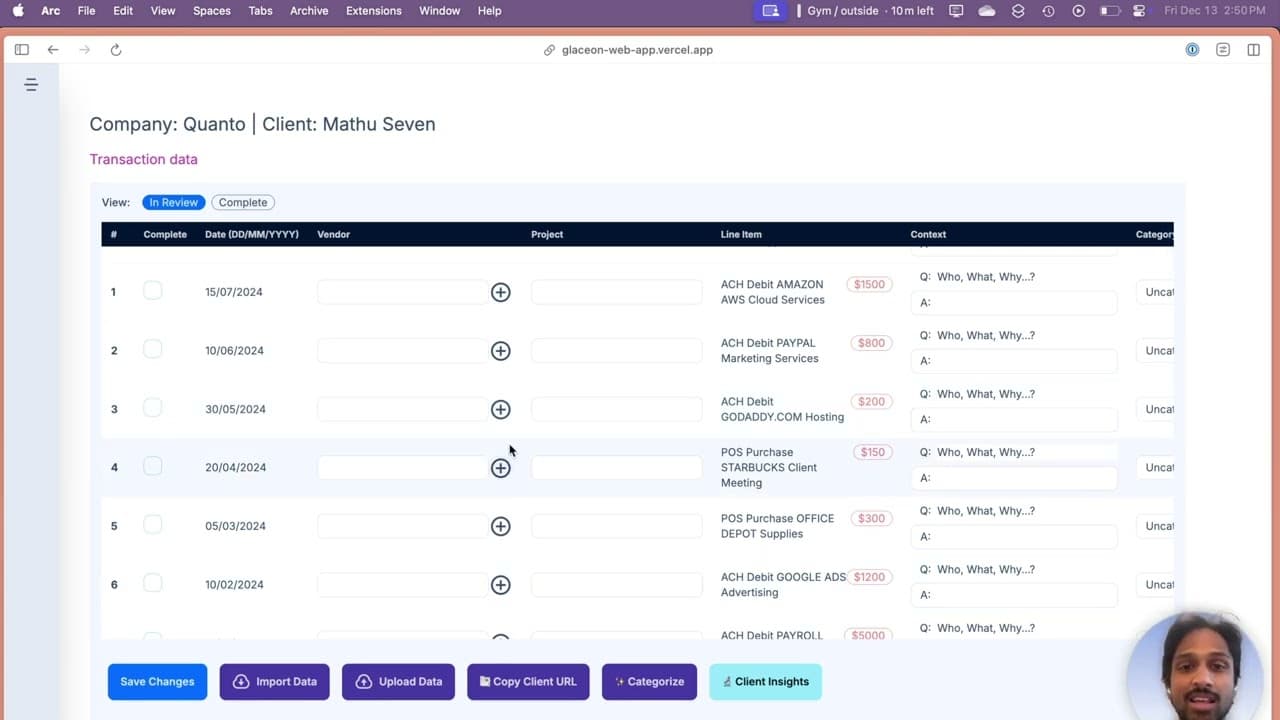 Bulk Transaction Categorization